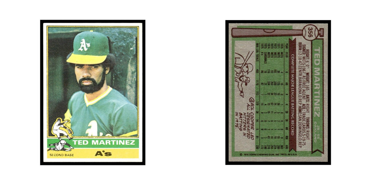 Ted Martinez 1976 Topps #356 Oakland Athletics Baseball Card EX