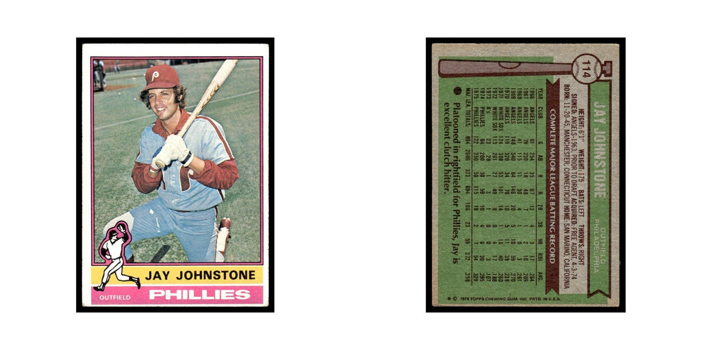 Jay Johnstone 1976 Topps #114 Philadelphia Phillies Baseball Card EX