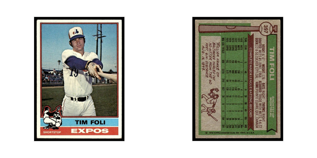 Tim Foli 1976 Topps #397 Montreal Expos Baseball Card EX