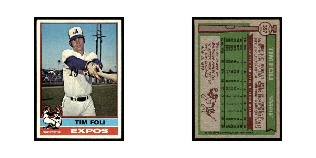 Tim Foli 1976 Topps #397 Montreal Expos Baseball Card EX