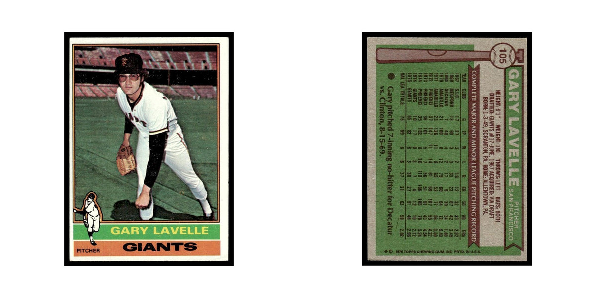 Gary Lavelle 1976 Topps #105 San Francisco Giants Baseball Card EX