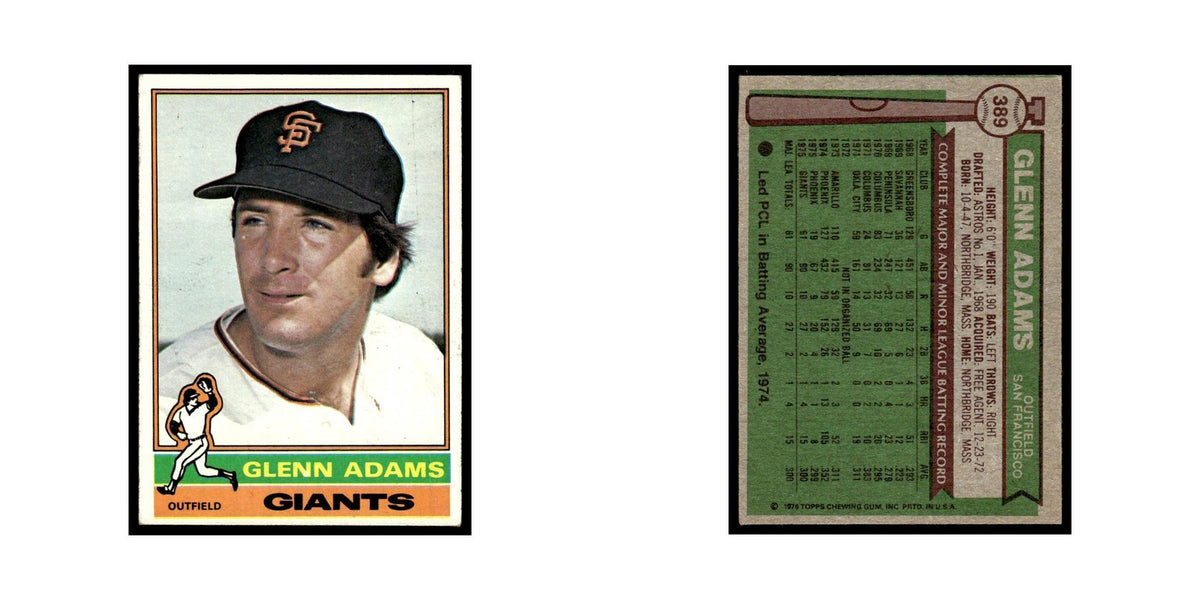 Glenn Adams 1976 Topps #389 San Francisco Giants Baseball Card EX