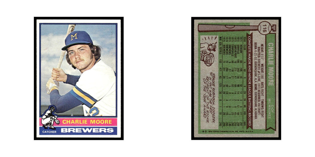 Charlie Moore 1976 Topps #116 Milwaukee Brewers Baseball Card EX