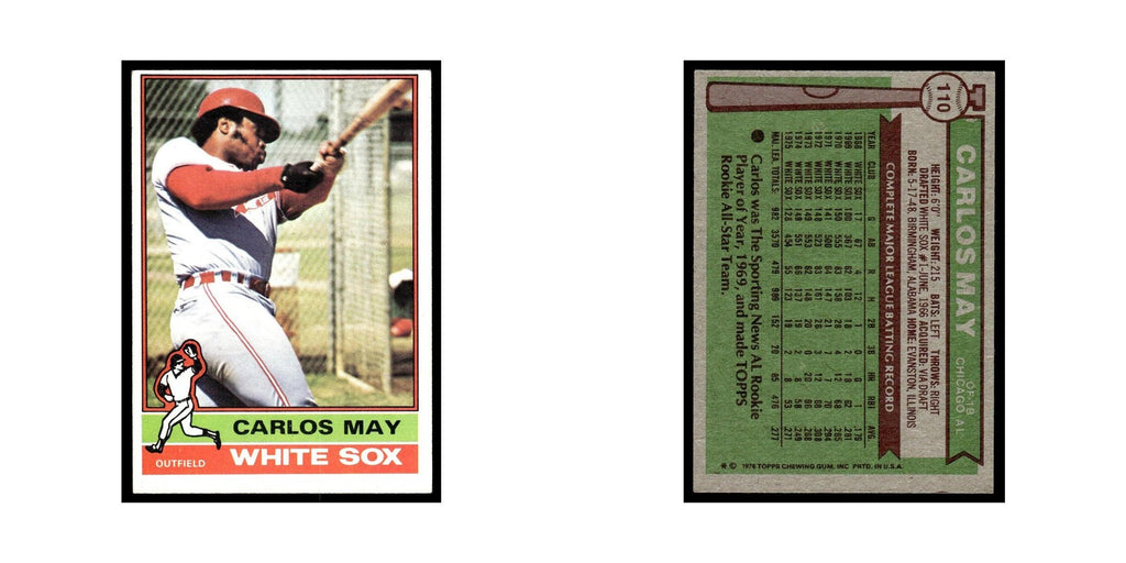 Carlos May 1976 Topps #110 Chicago White Sox Baseball Card EX