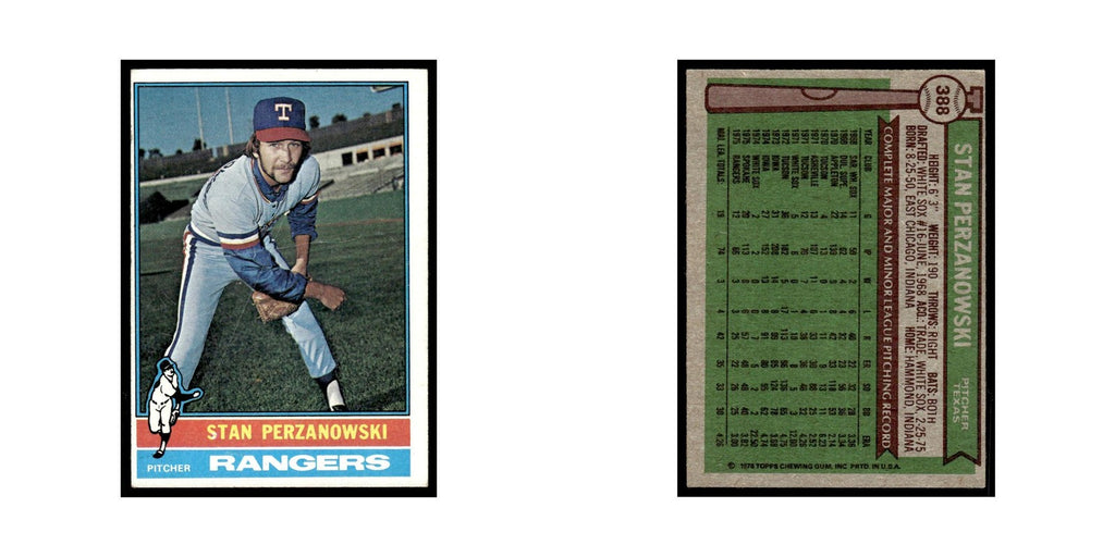 Stan Perzanowski 1976 Topps #388 Texas Rangers Baseball Card EX