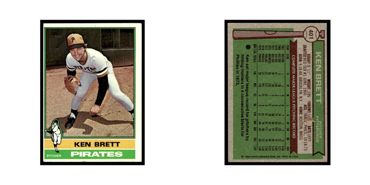 Ken Brett 1976 Topps #401 Pittsburgh Pirates Baseball Card EX