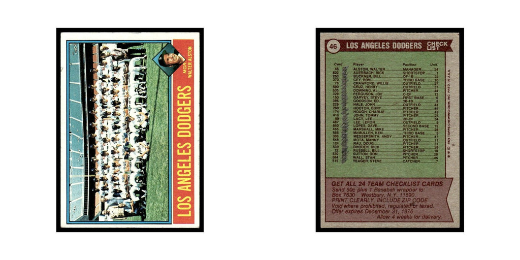 Los Angeles Dodgers - Walt Alston 1976 Topps #46 Baseball Card EX
