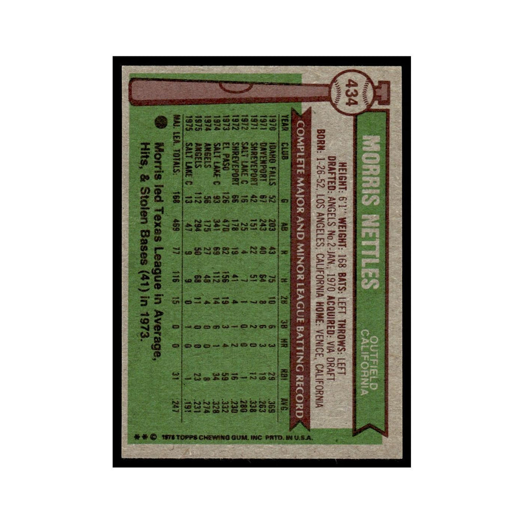 Morris Nettles 1976 Topps #434 California Angels Baseball Card EX