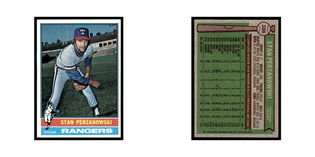 Stan Perzanowski 1976 Topps #388 Texas Rangers Baseball Card EX