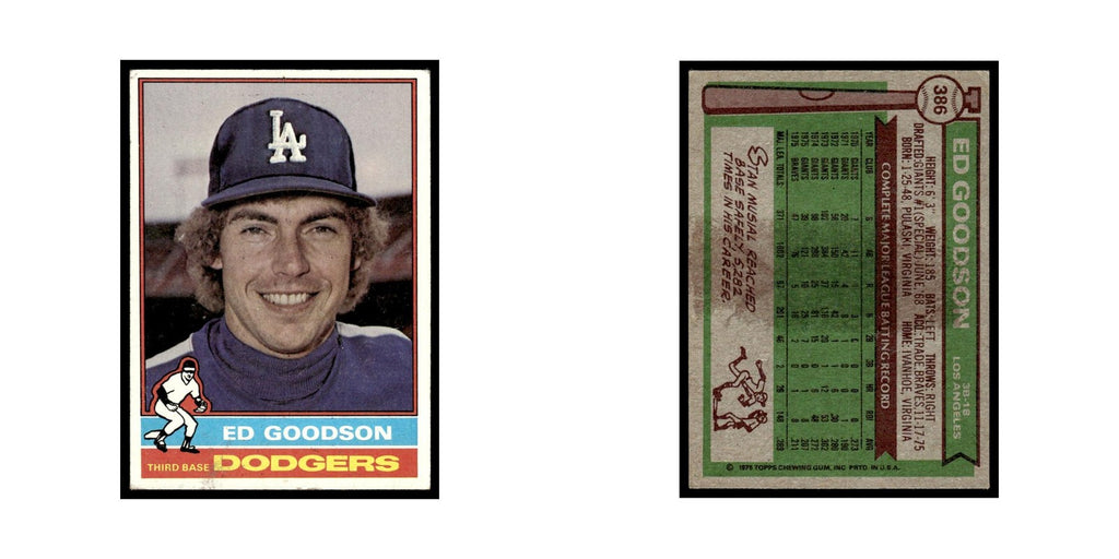 Ed Goodson 1976 Topps #386 Los Angeles Dodgers Baseball Card EX