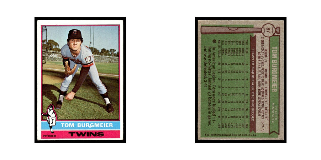 Tom Burgmeier 1976 Topps #87 Minnesota Twins Baseball Card EX