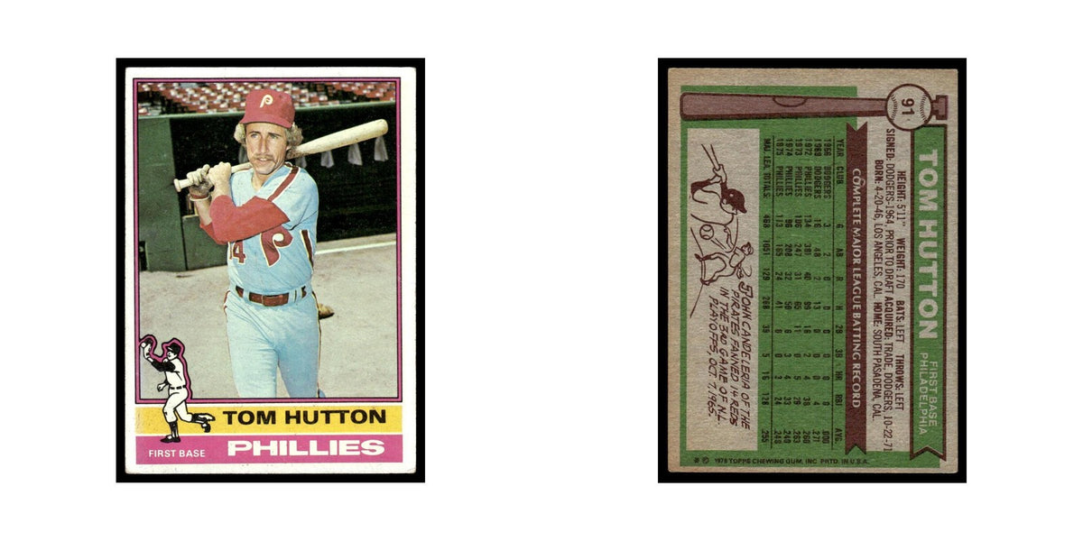 Tom Hutton 1976 Topps #91 Philadelphia Phillies Baseball Card EX
