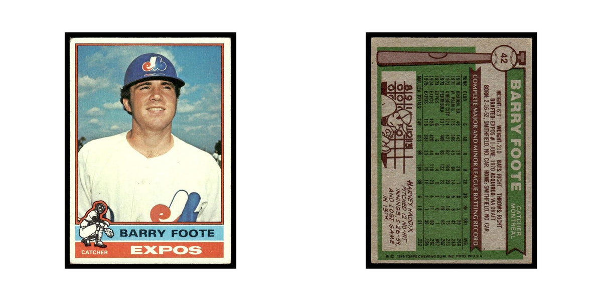 Barry Foote 1976 Topps #42 Montreal Expos Baseball Card EX