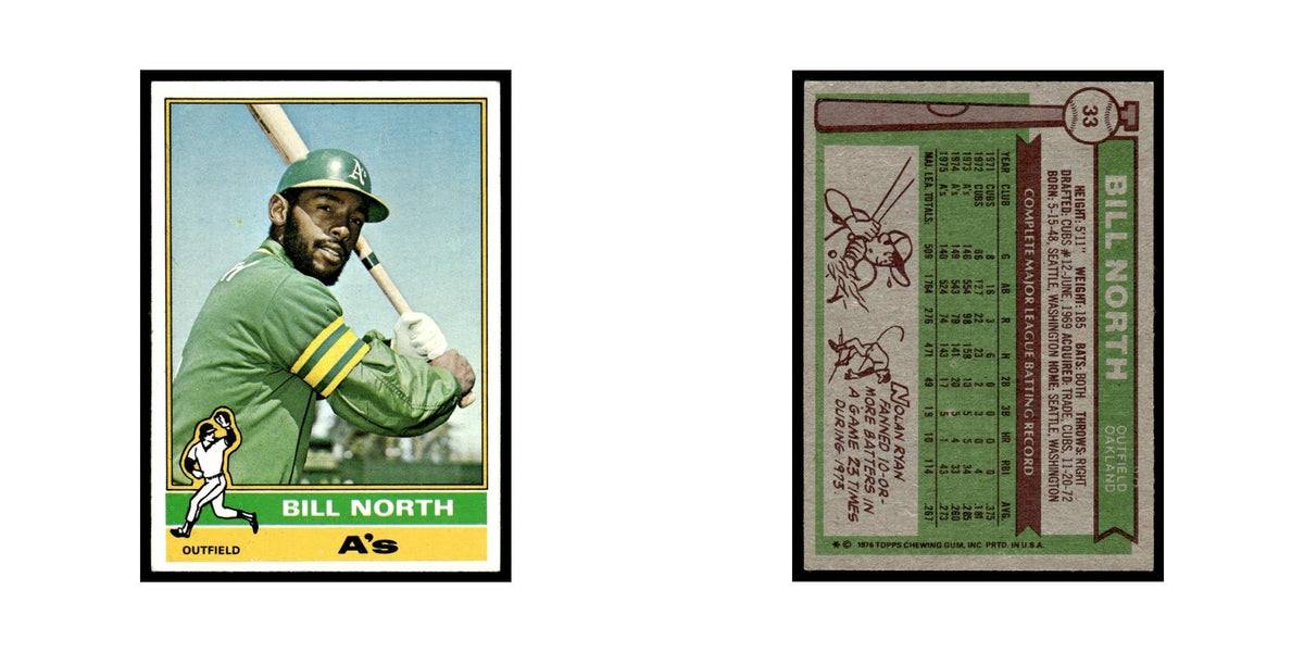 Bill North 1976 Topps #33 Oakland Athletics Baseball Card EX
