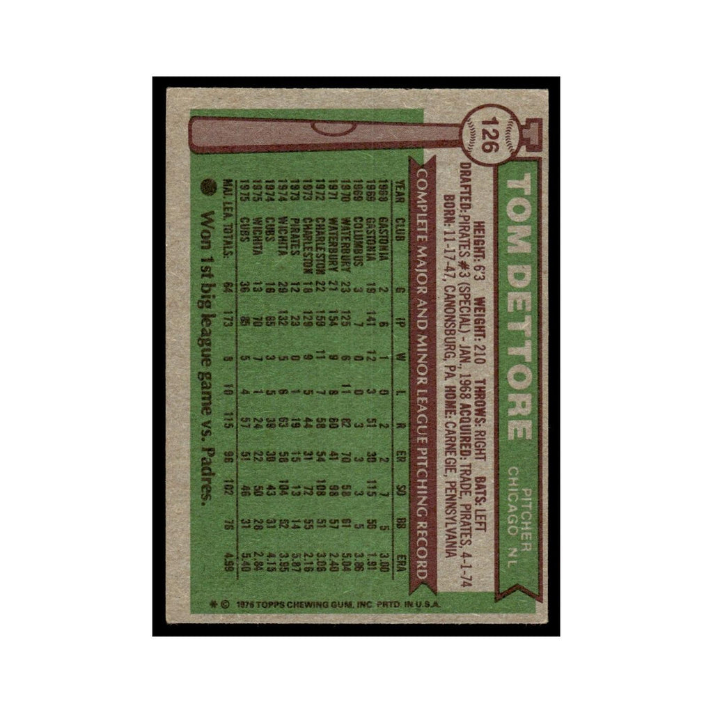 Tom Dettore 1976 Topps #126 Chicago Cubs Baseball Card EX
