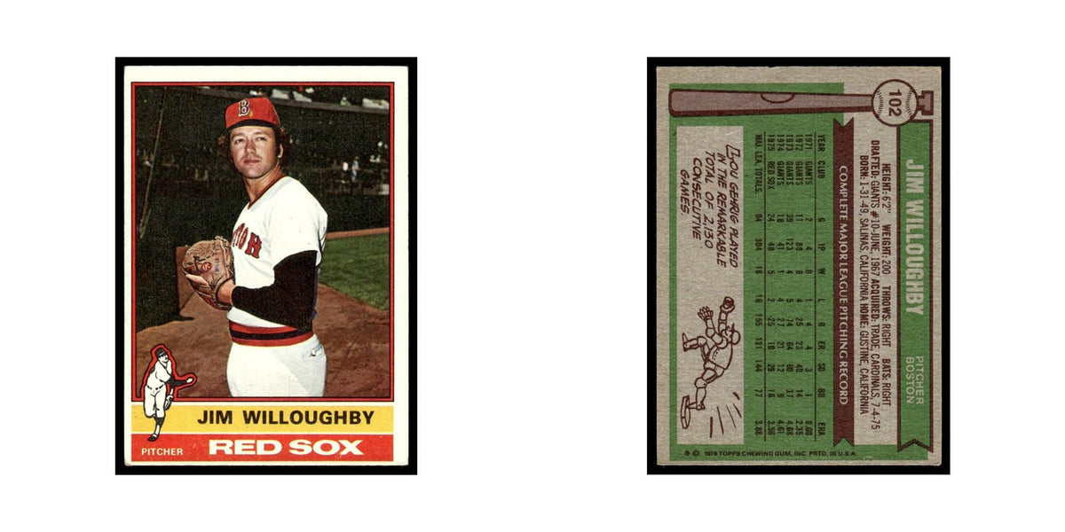 Jim Willoughby 1976 Topps #102 Boston Red Sox Baseball Card EX