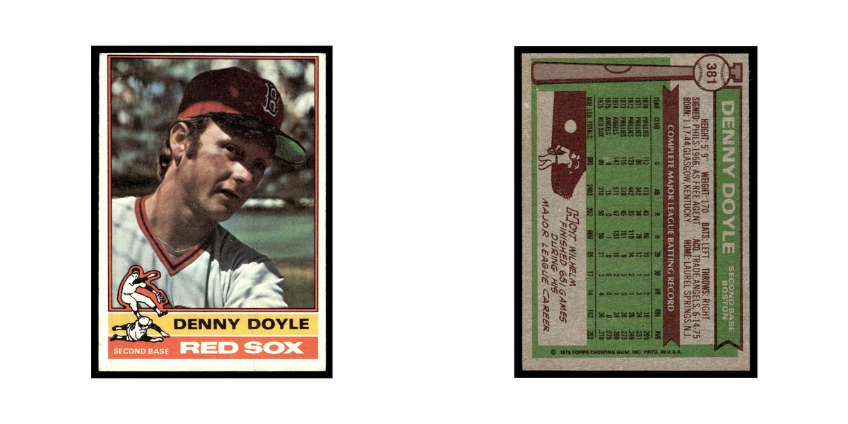 Denny Doyle 1976 Topps #381 Boston Red Sox Baseball Card EX