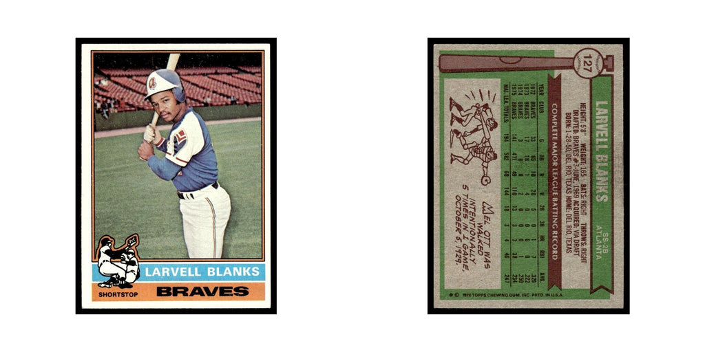 Larvell Blanks 1976 Topps #127 Atlanta Braves Baseball Card EX