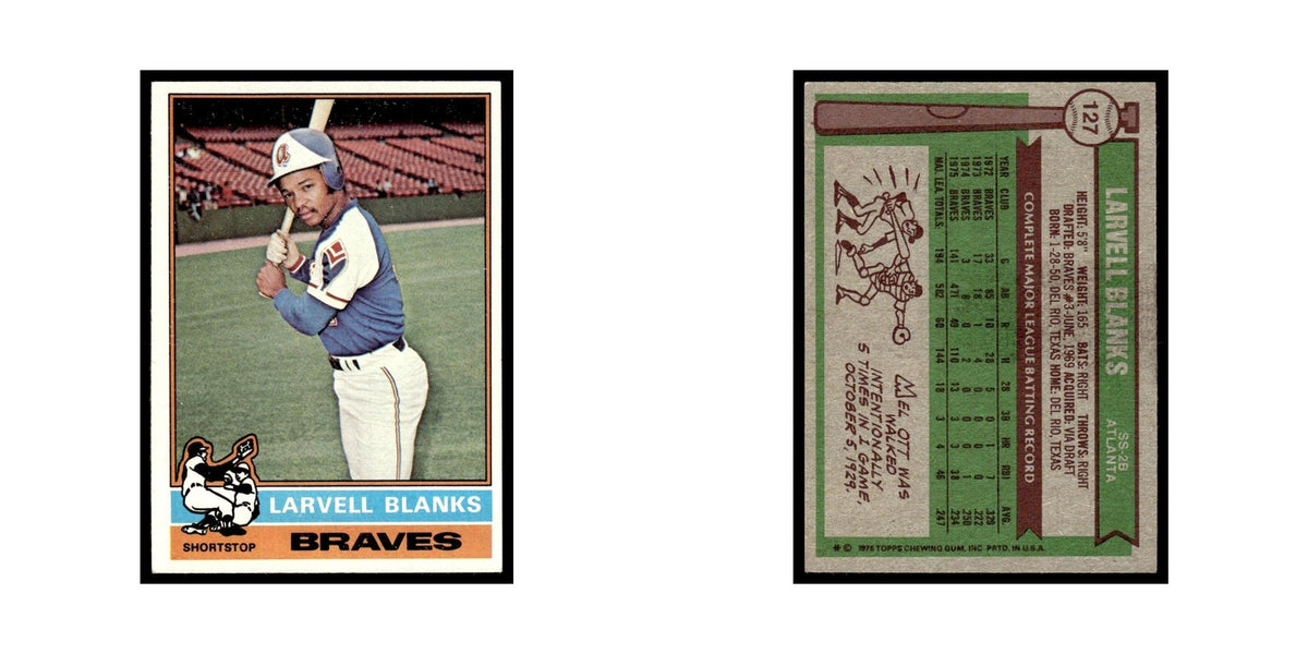 Larvell Blanks 1976 Topps #127 Atlanta Braves Baseball Card EX