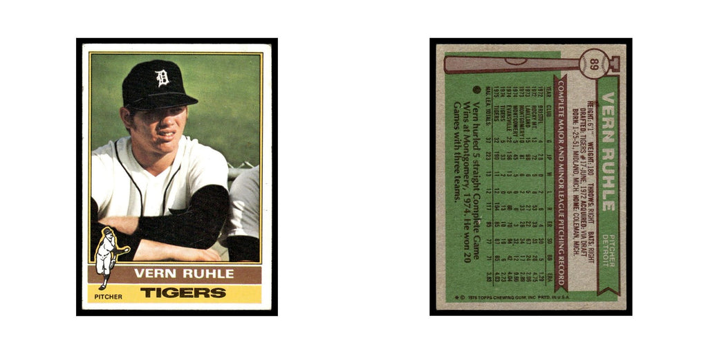 Vern Ruhle 1976 Topps #89 Detroit Tigers Baseball Card EX