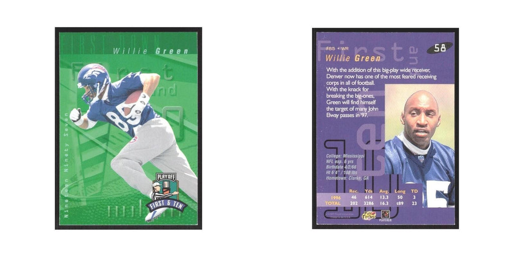 1997 Playoff First & Ten Willie Green Broncos #58