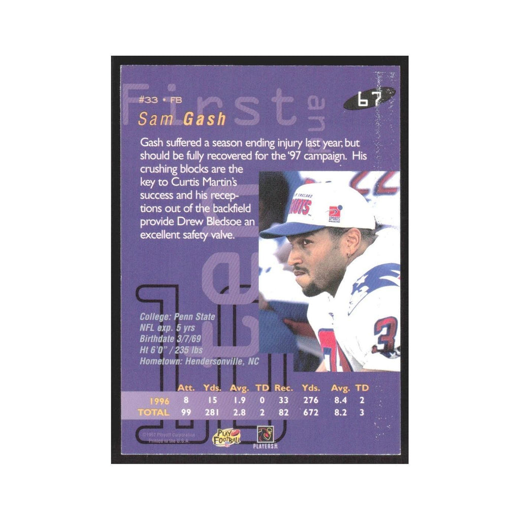 1997 Playoff First & Ten Sam Gash Patriots #67