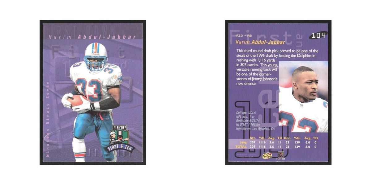 1997 Playoff First & Ten Karim Abdul-Jabbar Dolphins #104