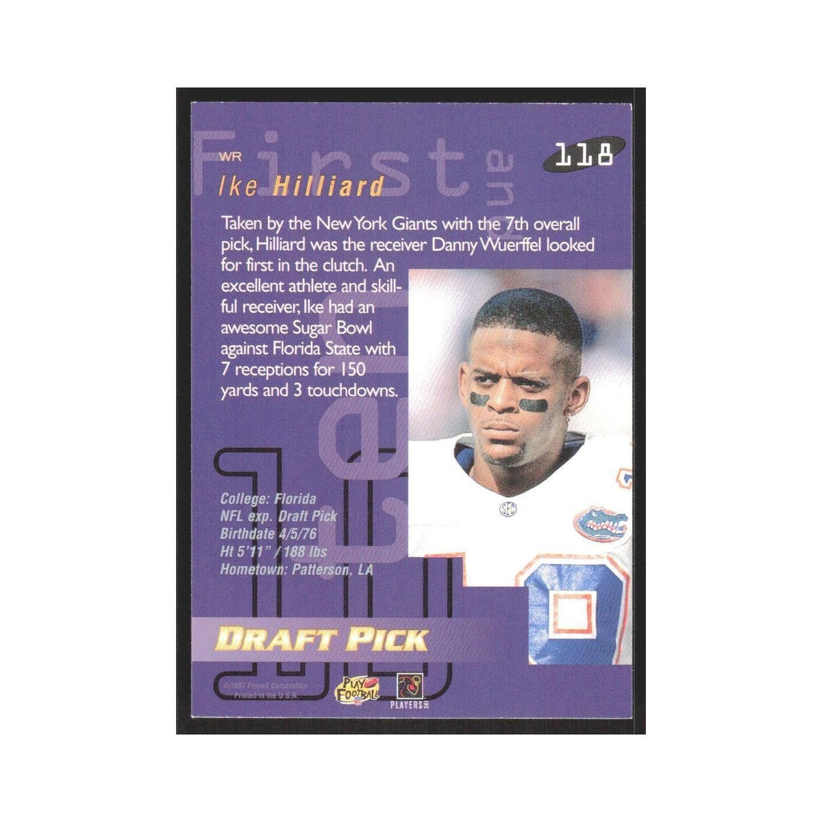 1997 Playoff First & Ten Ike Hilliard RC Giants #118