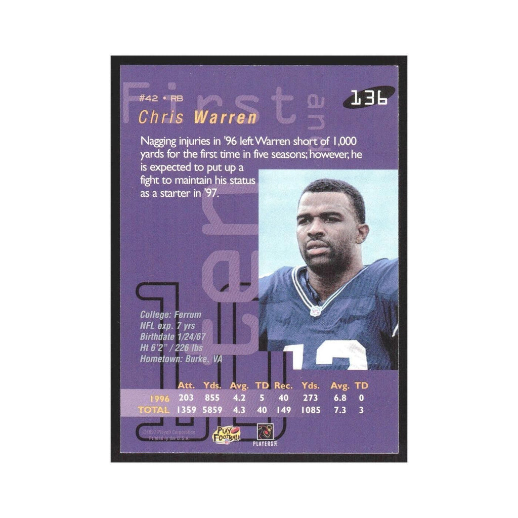 1997 Playoff First & Ten Chris Warren Seahawks #136
