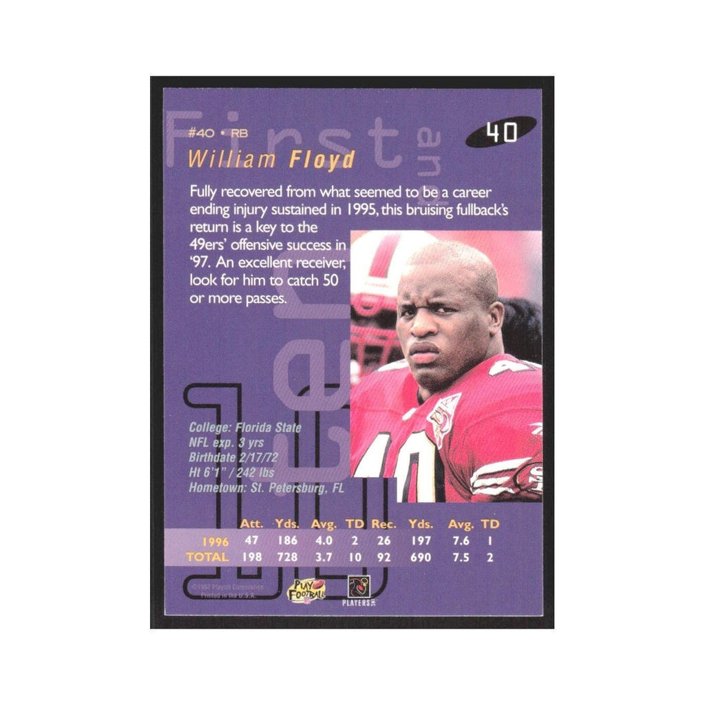 1997 Playoff First & Ten William Floyd 49ers #40