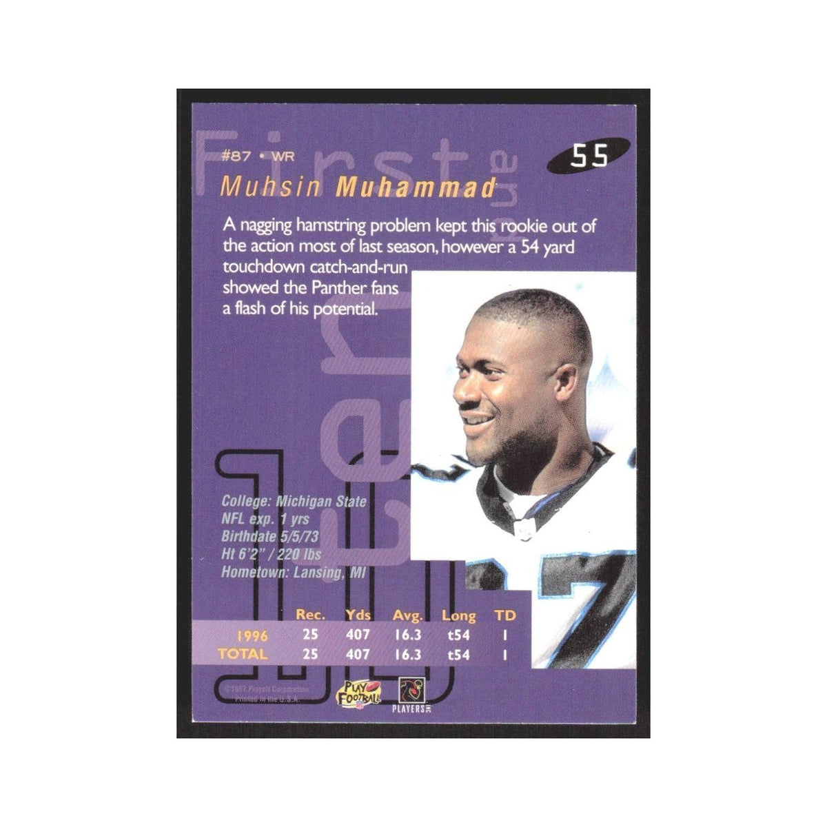 1997 Playoff First & Ten Muhsin Muhammad Panthers #55