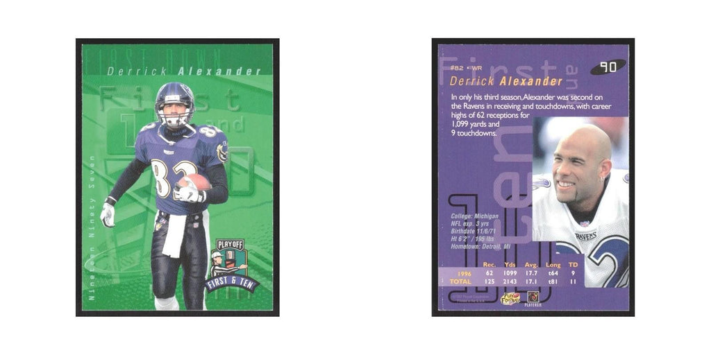 1997 Playoff First & Ten Derrick Alexander WR Ravens #90