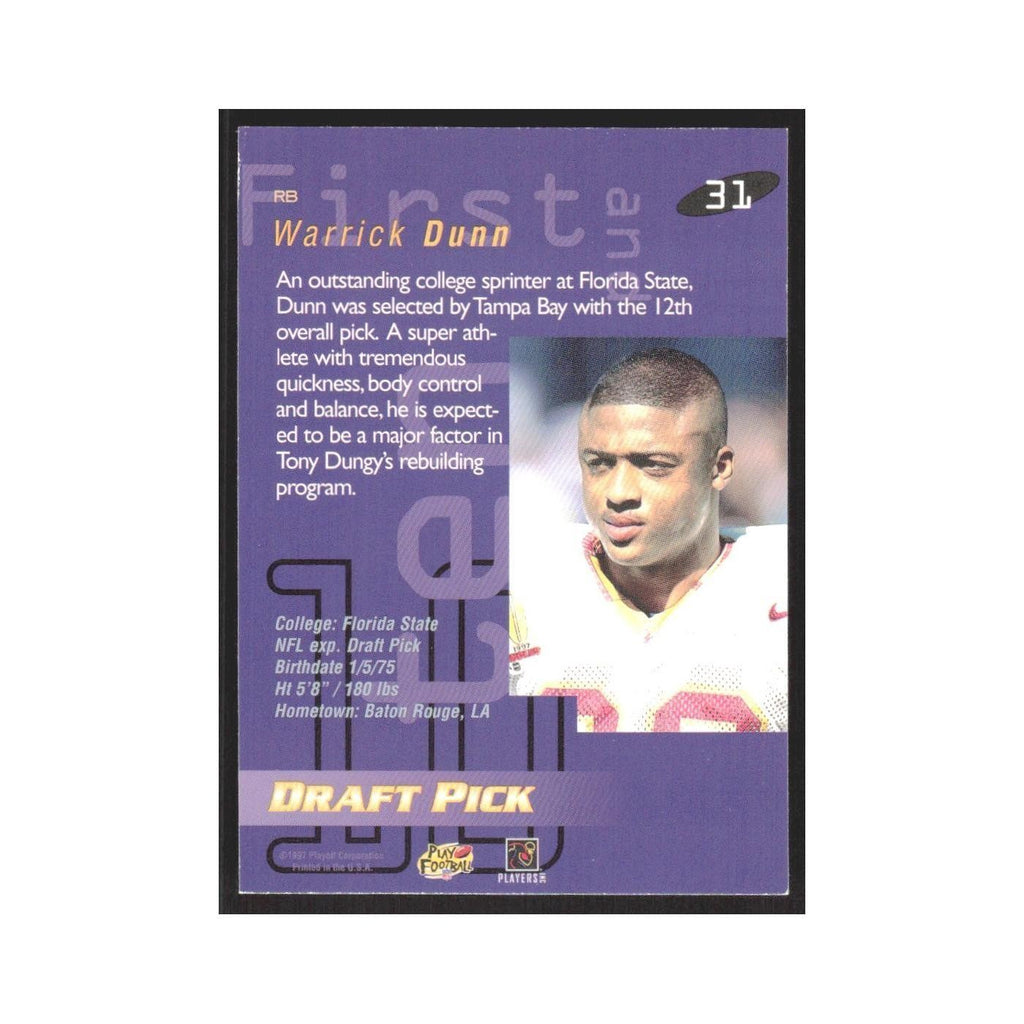 1997 Playoff First & Ten Warrick Dunn RC Buccaneers #31