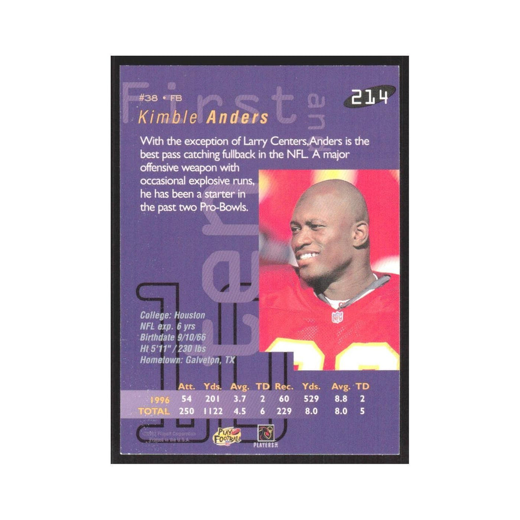 1997 Playoff First & Ten Kimble Anders Chiefs #214