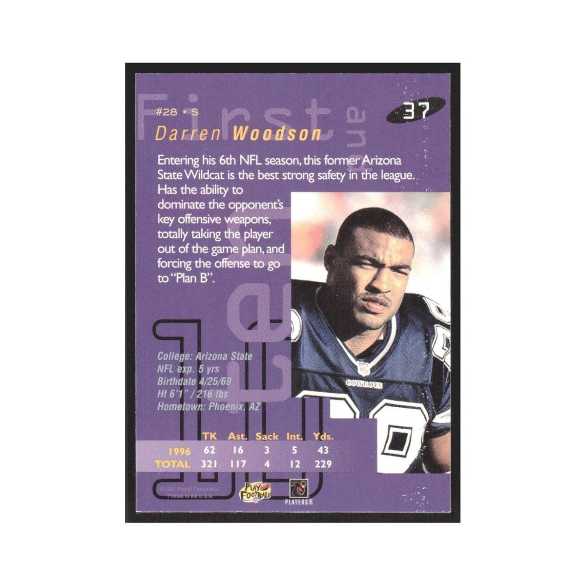 1997 Playoff First & Ten Darren Woodson Cowboys #37