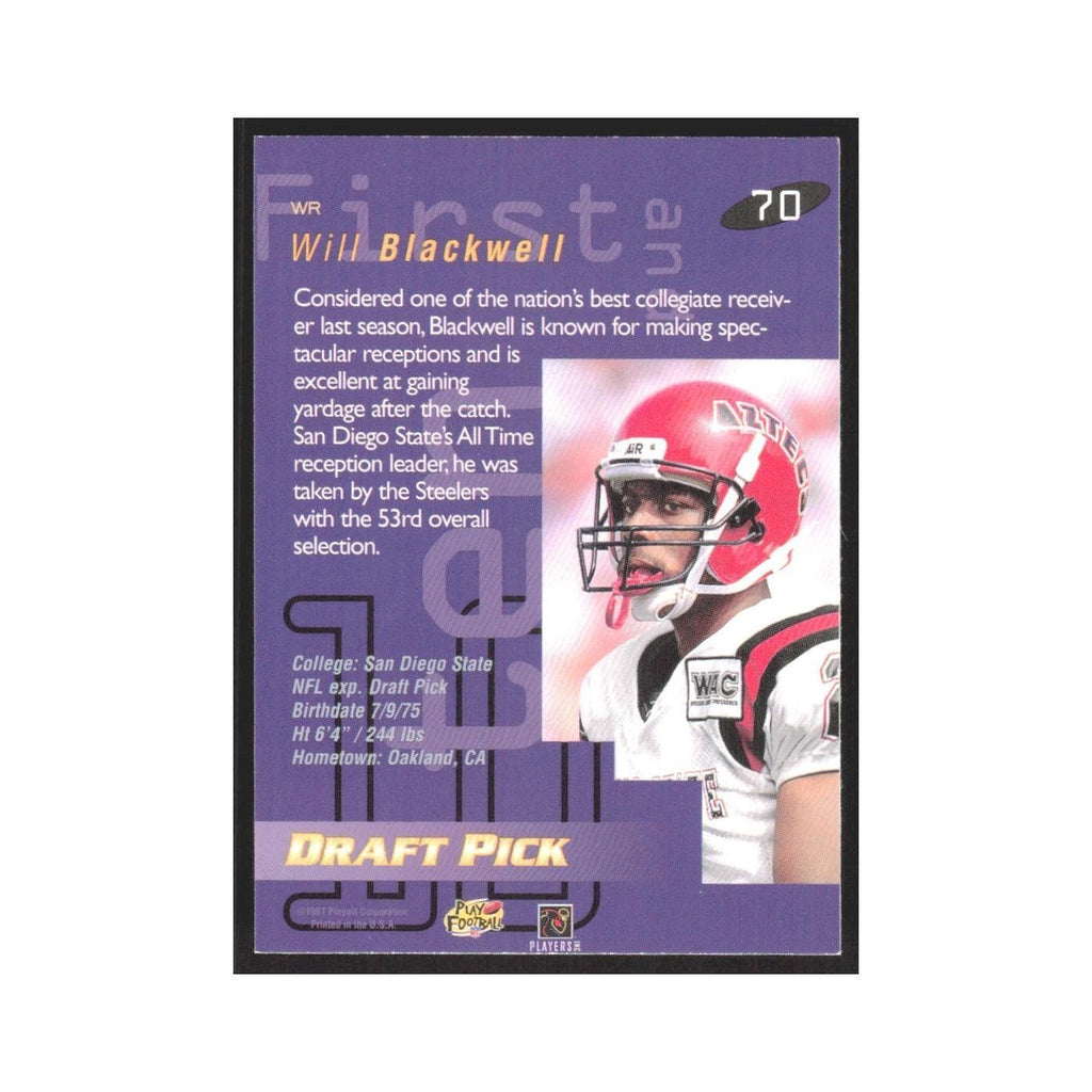 1997 Playoff First and Ten Will Blackwell RC Steelers #70