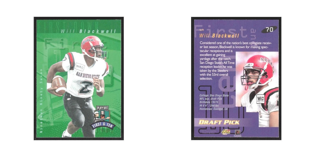 1997 Playoff First and Ten Will Blackwell RC Steelers #70