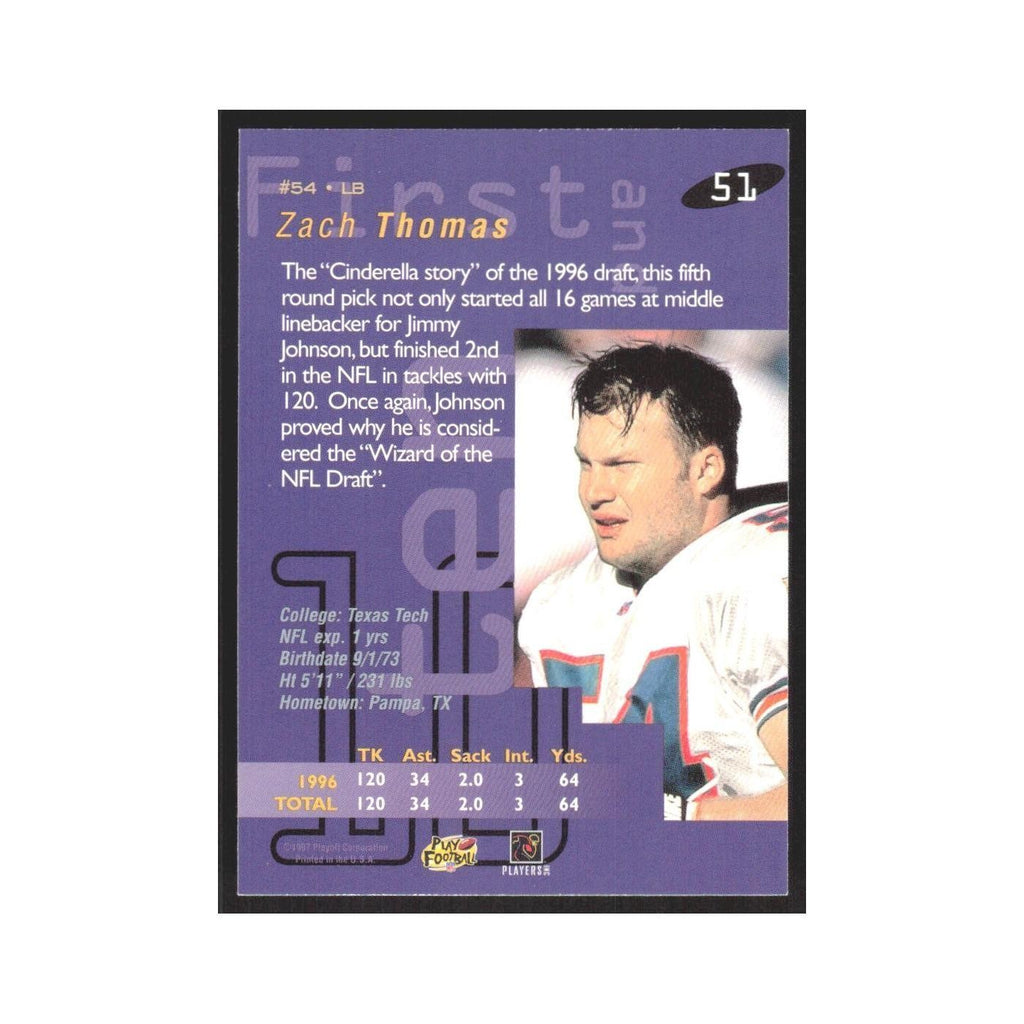 1997 Playoff First & Ten Zach Thomas Dolphins #51