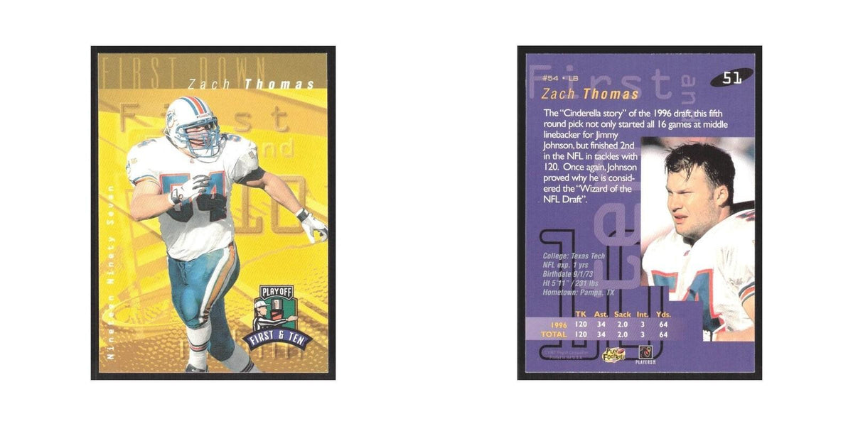 1997 Playoff First & Ten Zach Thomas Dolphins #51
