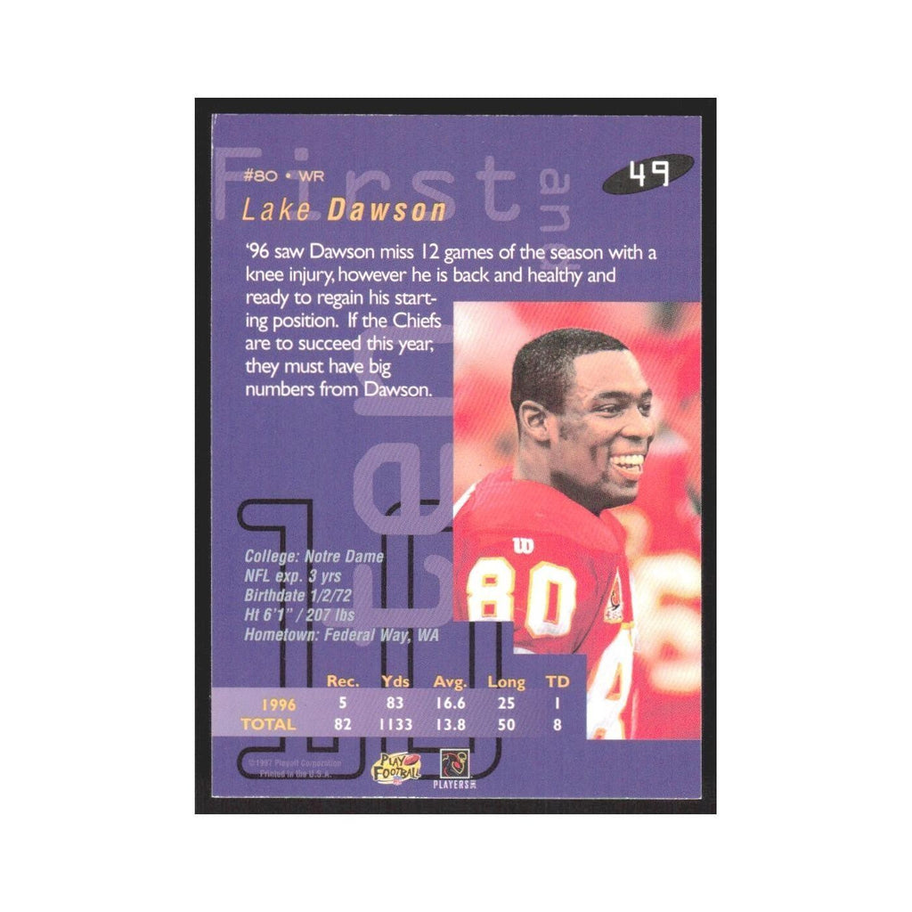1997 Playoff First & Ten Lake Dawson Chiefs #49