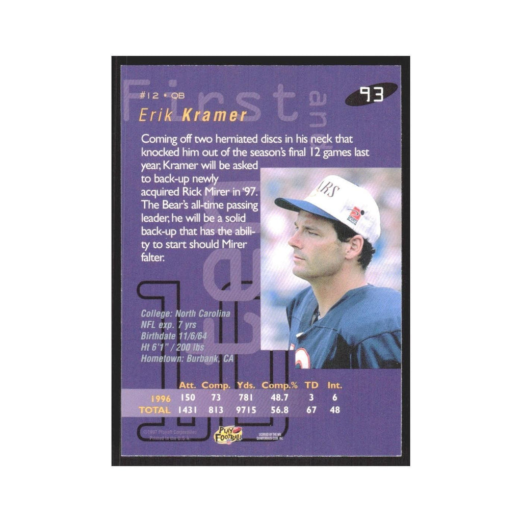 1997 Playoff First & Ten Erik Kramer Bears #93