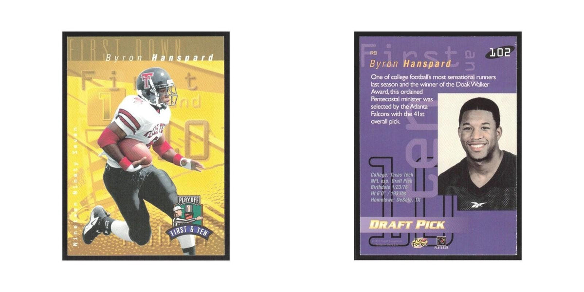 1997 Playoff First and Ten Byron Hanspard RC Falcons #102