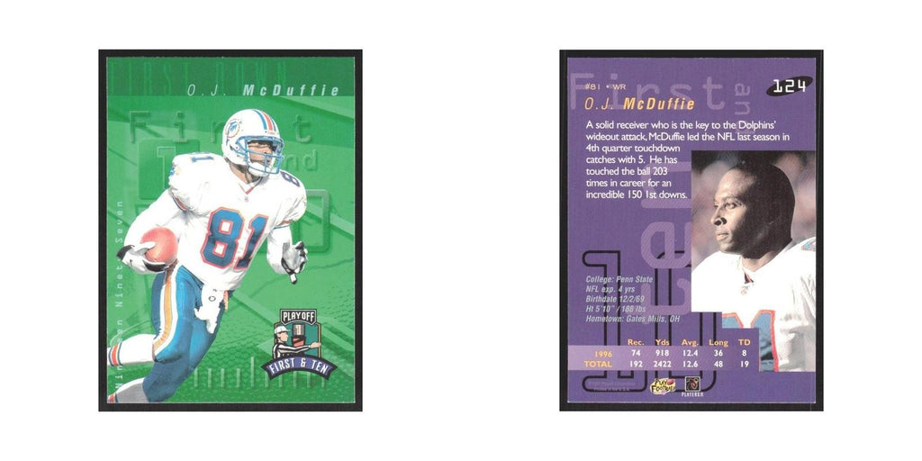 1997 Playoff First & Ten O.J. McDuffie Dolphins #124