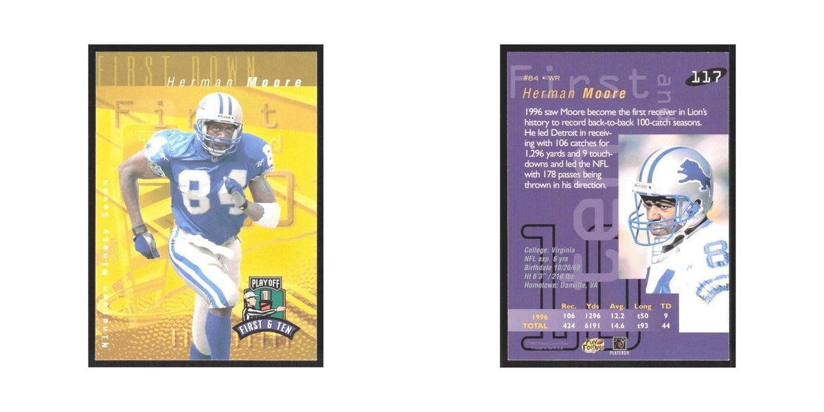 1997 Playoff First & Ten Herman Moore Lions #117