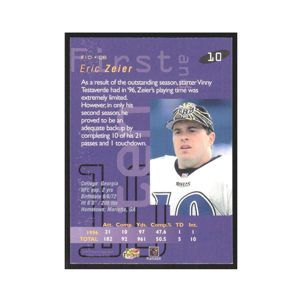 1997 Playoff First & Ten Eric Zeier Ravens #10