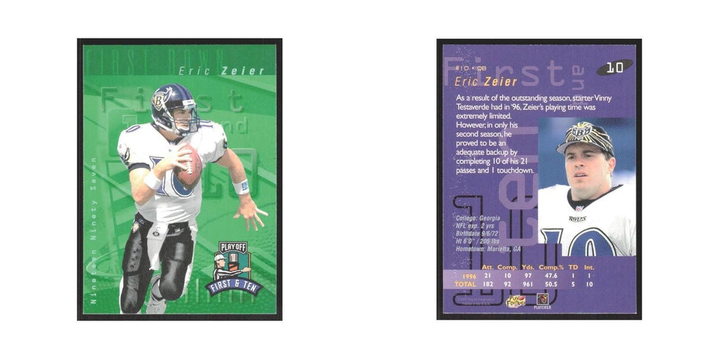 1997 Playoff First & Ten Eric Zeier Ravens #10