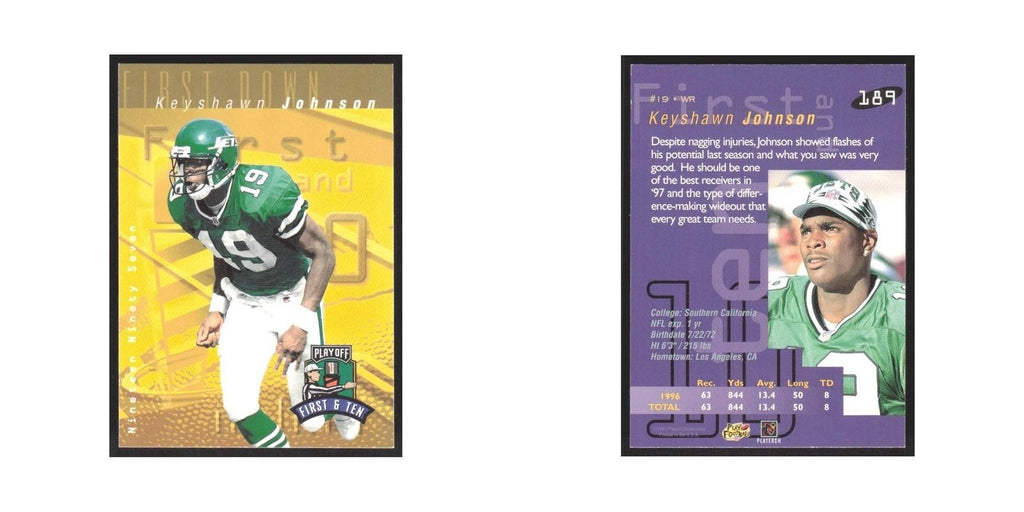 1997 Playoff First & Ten Keyshawn Johnson Jets #189