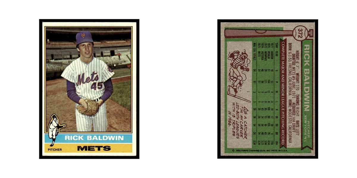Rick Baldwin Rookie 1976 Topps #372 New York Mets Baseball Card EX