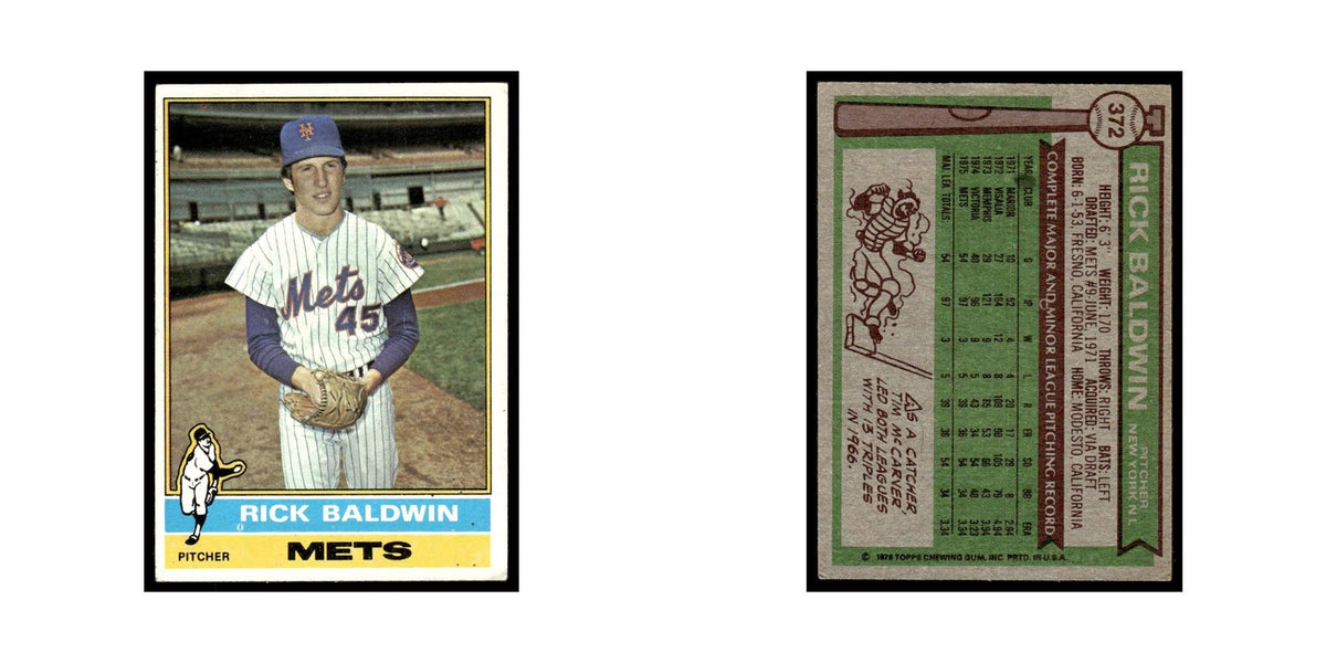 Rick Baldwin Rookie 1976 Topps #372 New York Mets Baseball Card EX