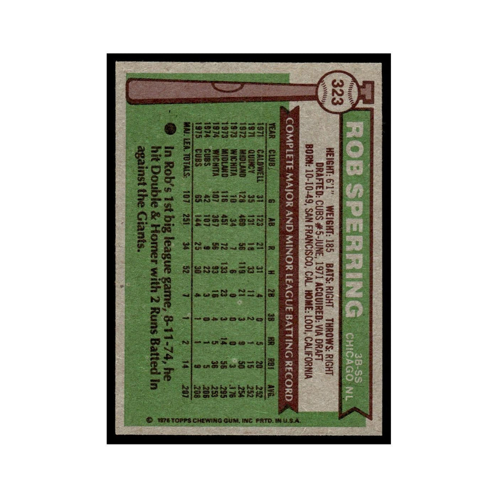 Rob Sperring 1976 Topps #323 Chicago Cubs Baseball Card EX